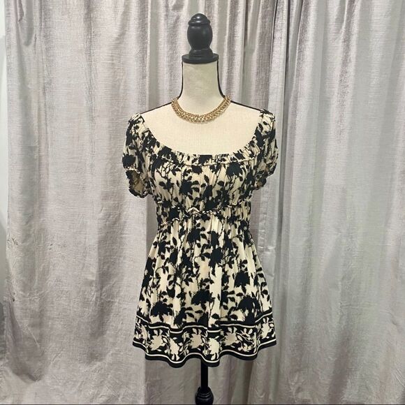 ⭐️ MAX STUDIO Floral Print Ruched Peasant Top - Picture 1 of 7